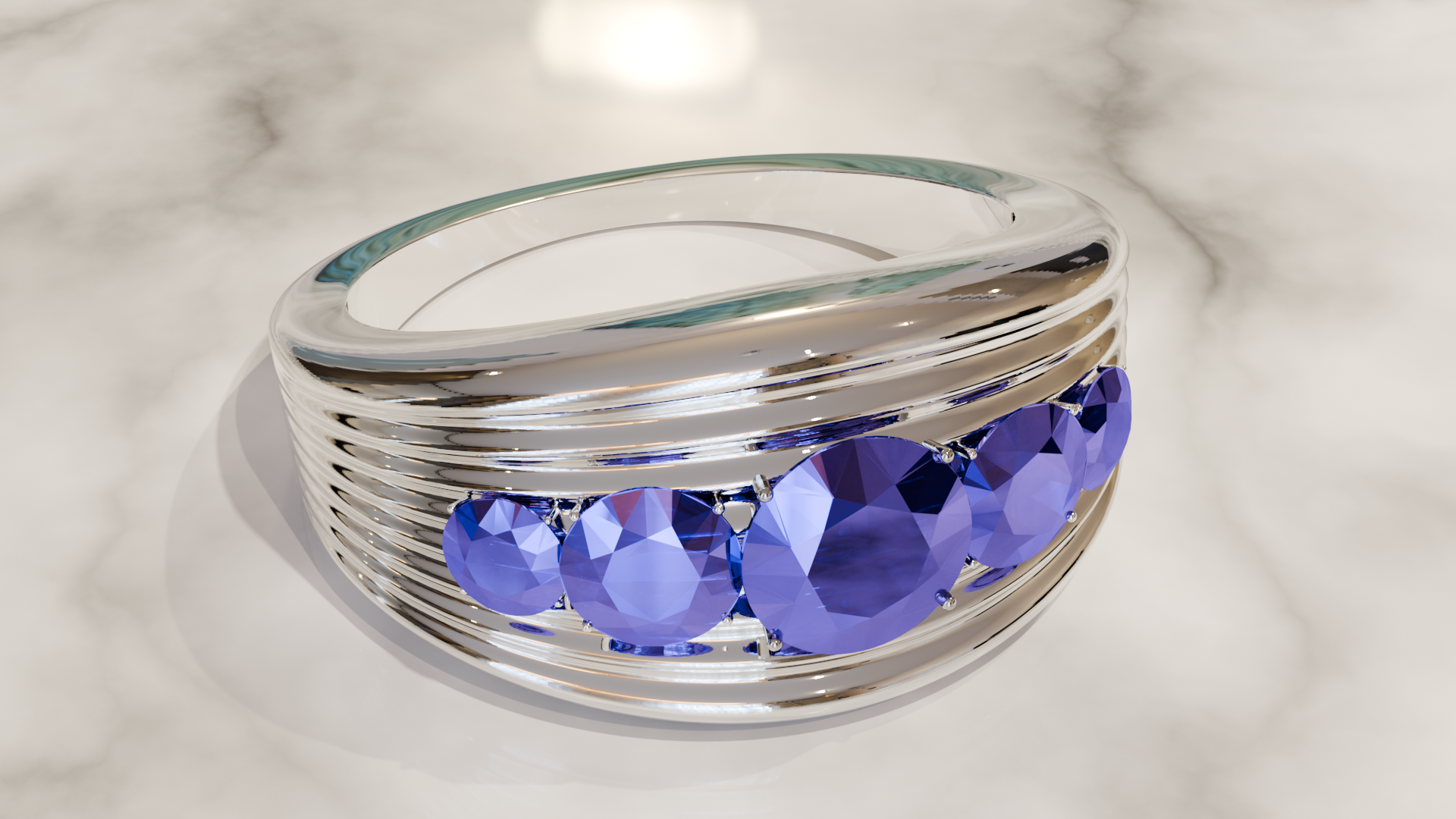 Bague Stries — Argent et tanzanites